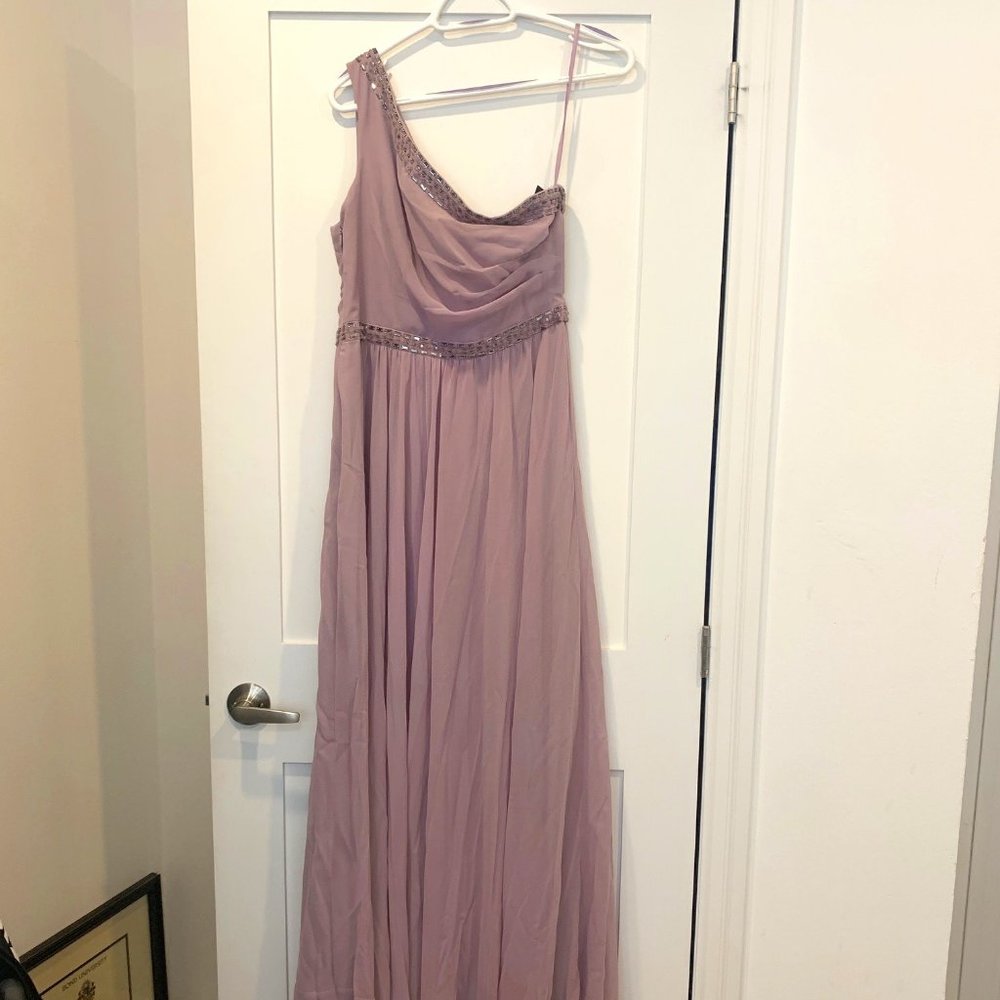 Never Been Worn BCBG One-Sleeve Long Dress in Lilac Mauve (tags still on)